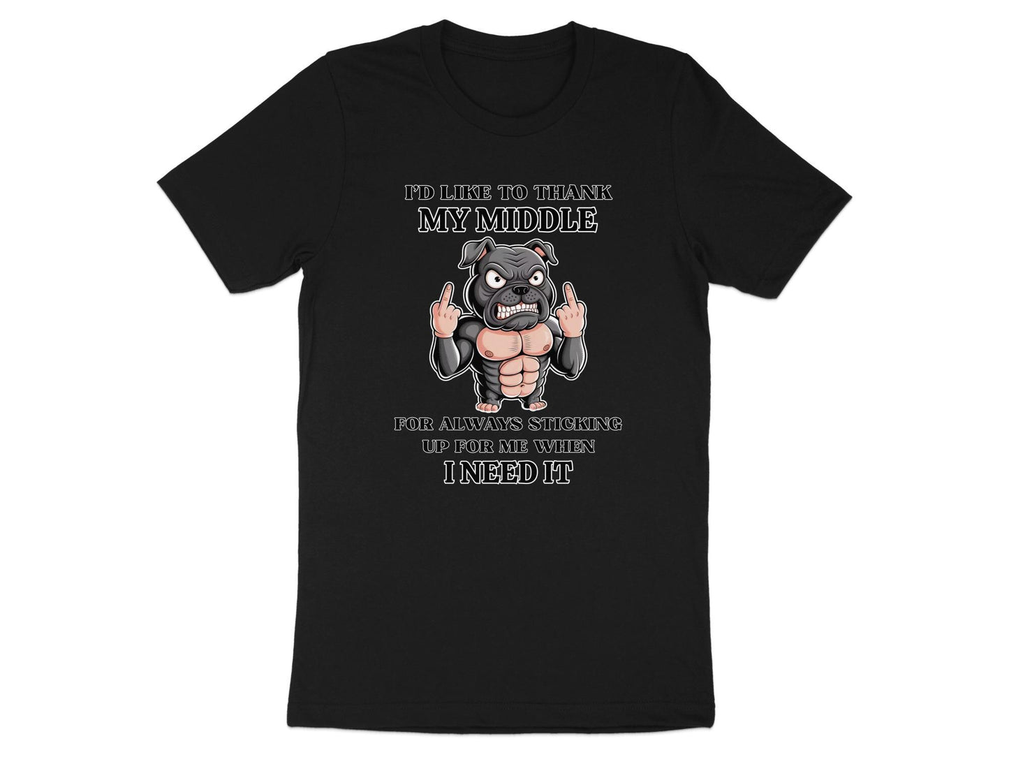 Funny Dog Middle Finger Graphic Tee: Sarcastic Humor Gift