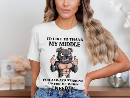 Funny Dog Middle Finger Graphic Tee: Sarcastic Humor Gift