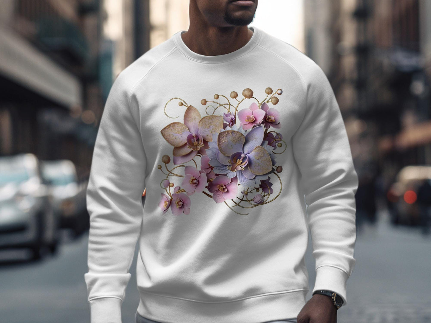 Elegant Orchid T-Shirt: Botanical Floral Design, Soft Girl Tee