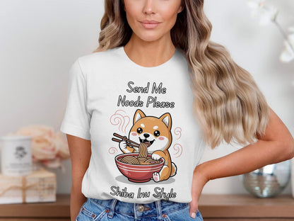 Send Noods Shiba Inu T-Shirt: Funny Ramen Dog, Kawaii Anime Tee