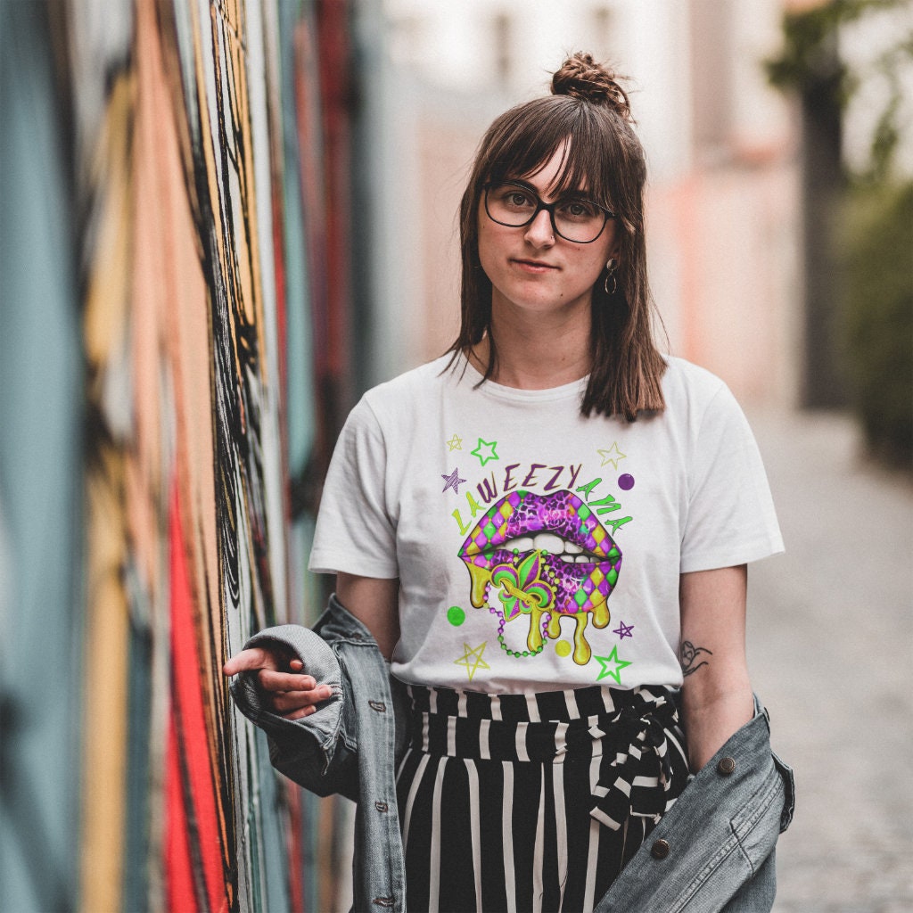Mardi Gras Party Parade Cotton Tshirt Lips