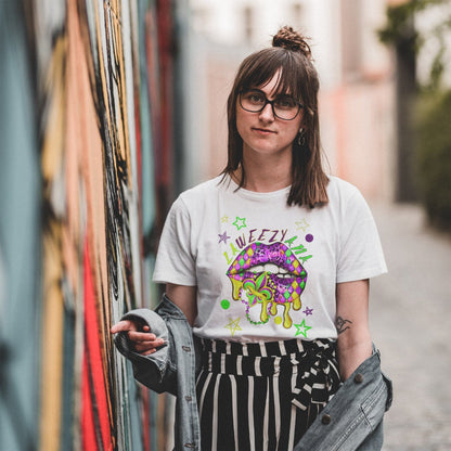 Mardi Gras Party Parade Cotton Tshirt Lips