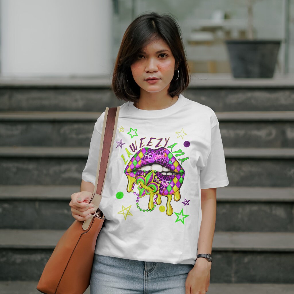 Mardi Gras Party Parade Cotton Tshirt Lips