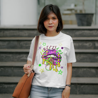 Mardi Gras Party Parade Cotton Tshirt Lips