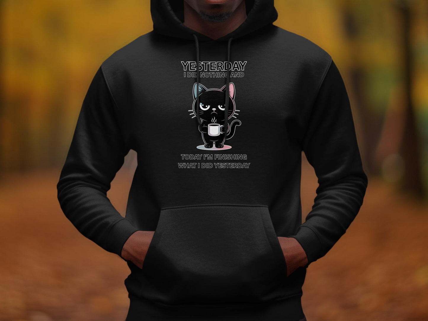 Funny Cat T-Shirt: Sarcastic Coffee Cat - Lazy Day
