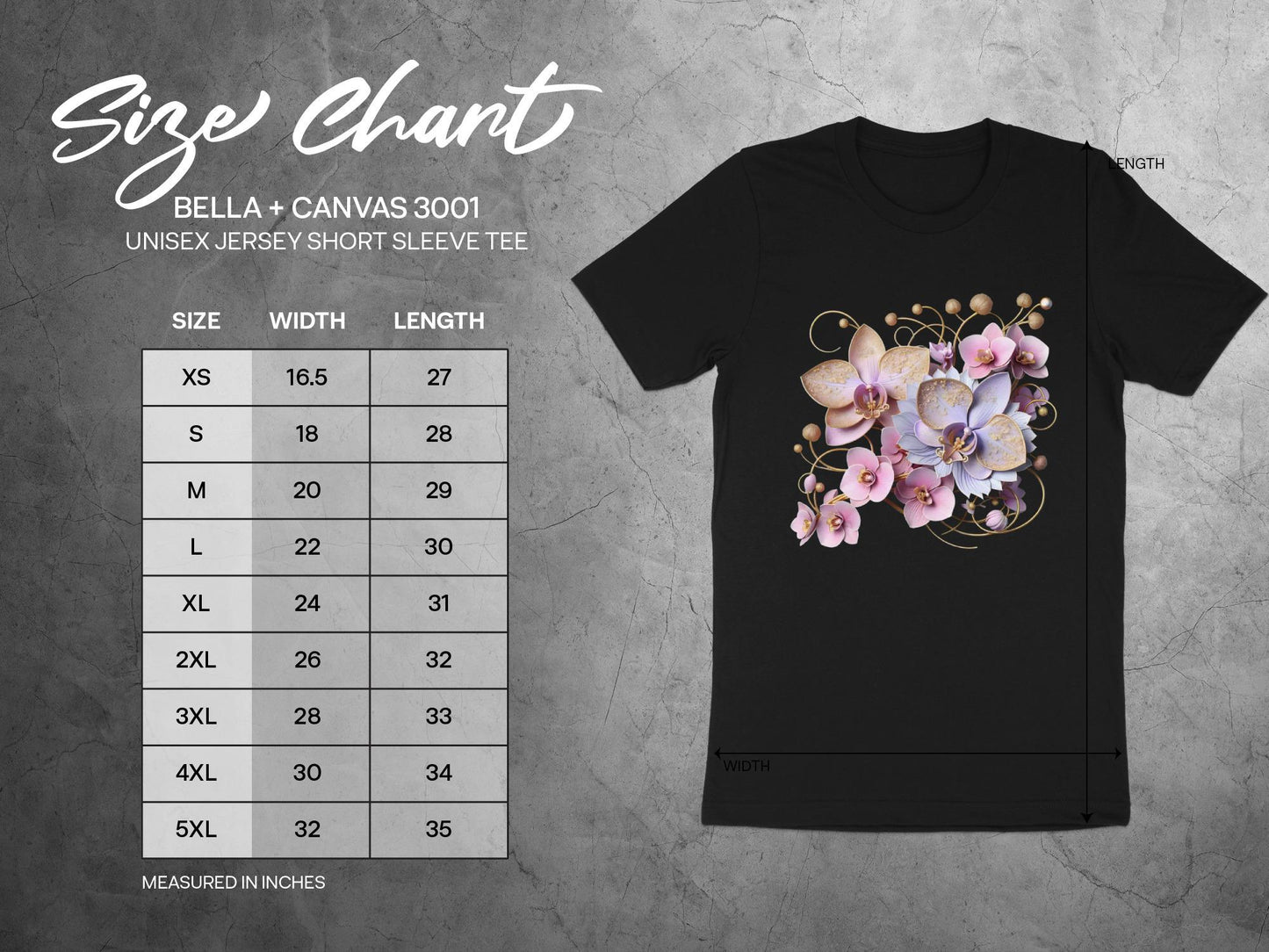 Elegant Orchid T-Shirt: Botanical Floral Design, Soft Girl Tee
