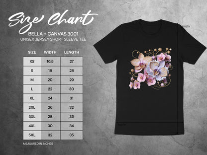 Elegant Orchid T-Shirt: Botanical Floral Design, Soft Girl Tee