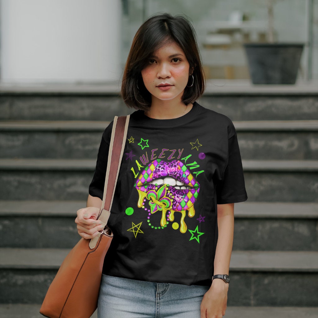 Mardi Gras Party Parade Cotton Tshirt Lips