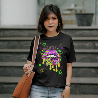 Mardi Gras Party Parade Cotton Tshirt Lips