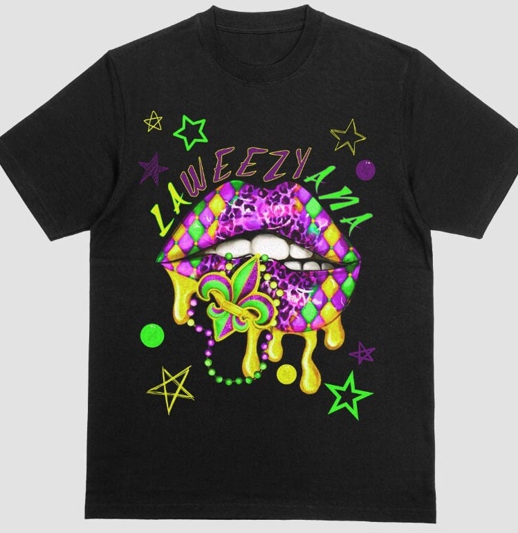 Mardi Gras Party Parade Cotton Tshirt Lips