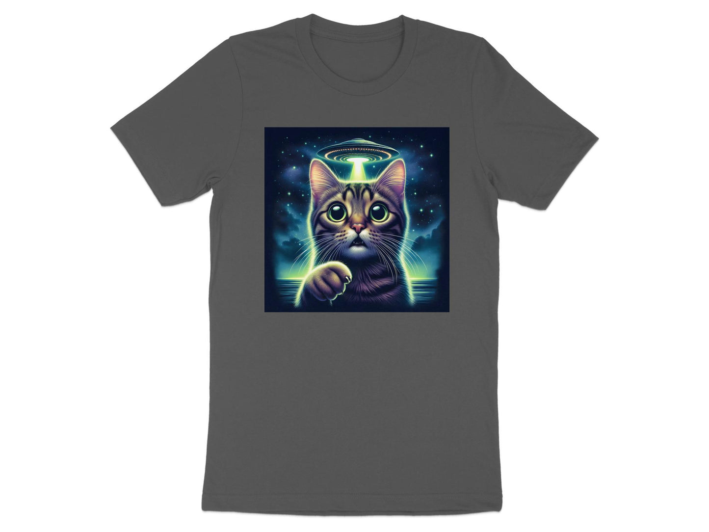 Alien Abduction Tabby Cat T-Shirt: Funny UFO Graphic Tee