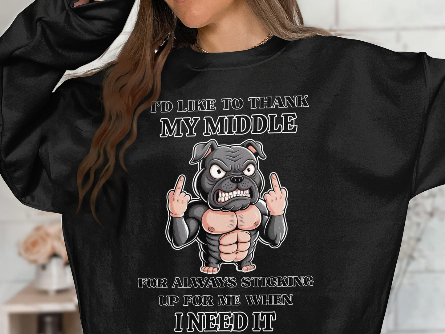 Funny Dog Middle Finger Graphic Tee: Sarcastic Humor Gift