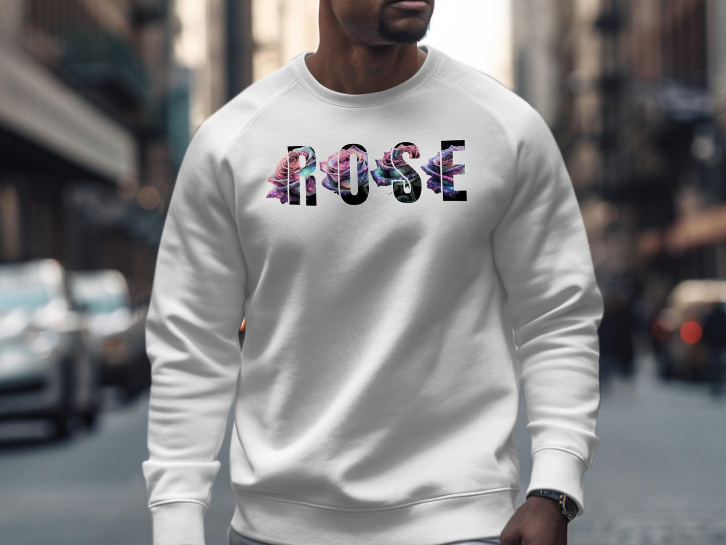 Galaxy Rose Graphic Tee: Celestial Floral Design