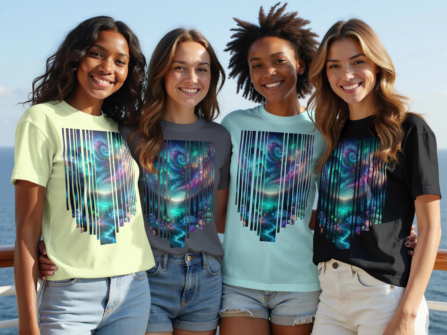 Galaxy Forest T-Shirt: Celestial Psychedelic Art, Cosmic Apparel