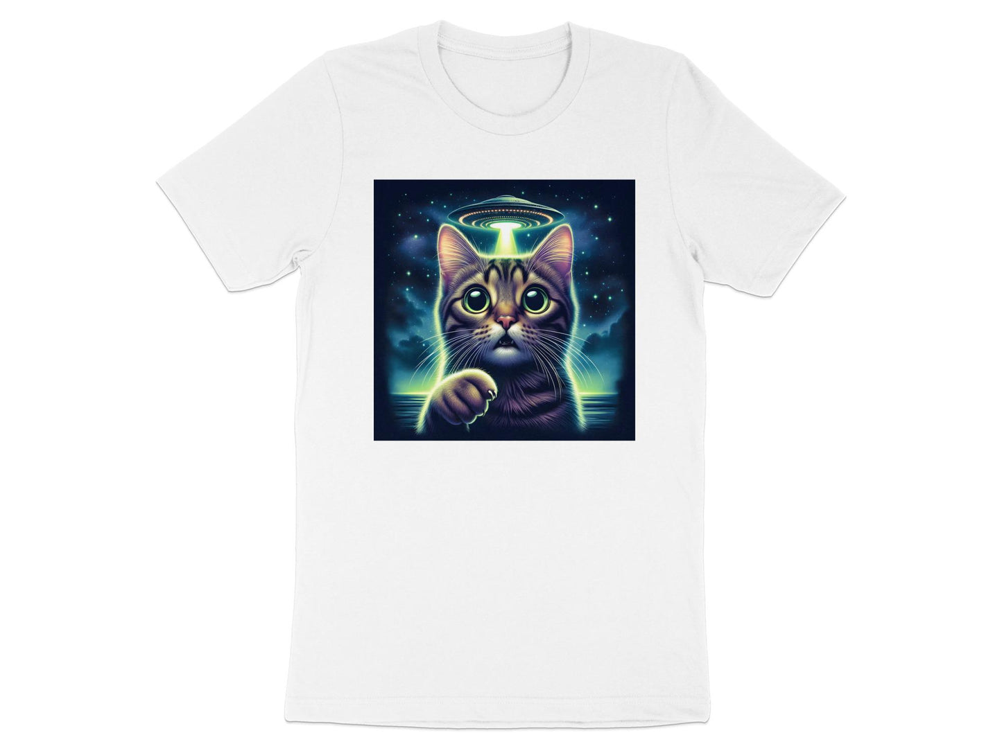 Alien Abduction Tabby Cat T-Shirt: Funny UFO Graphic Tee