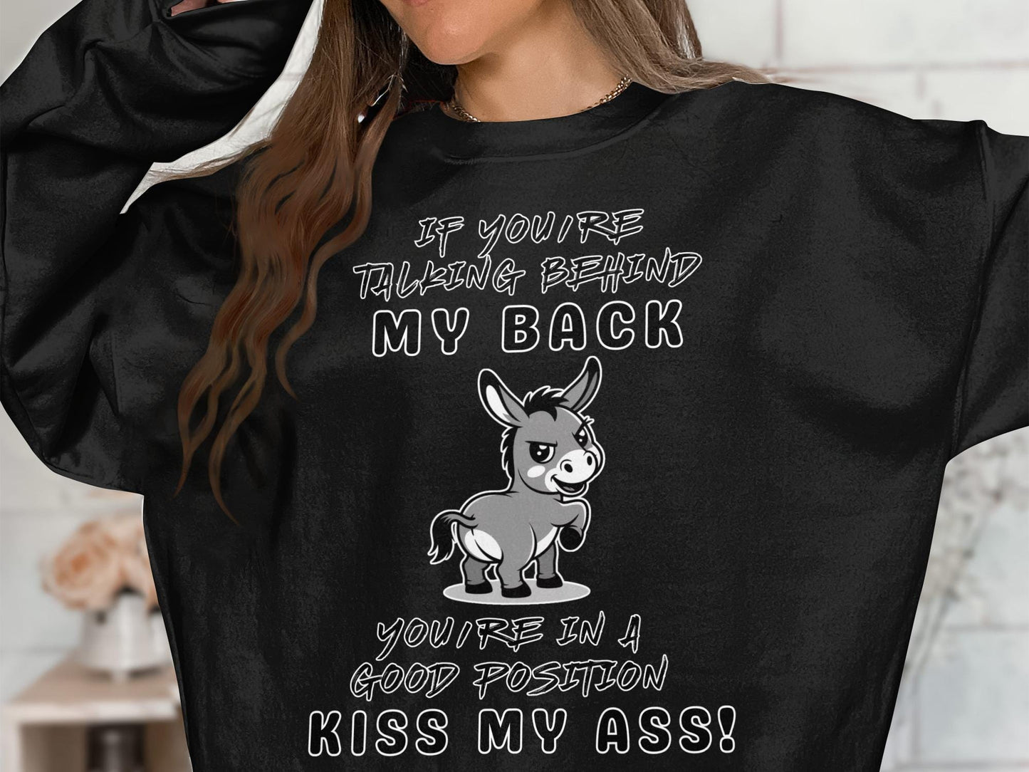 Funny Donkey T-Shirt, Sarcastic, Kiss My Ass, Humor Tee, Cute Animal Shirt, Joke T-Shirt, Attitude Shirt, Novelty T-Shirt, Statement Shirt