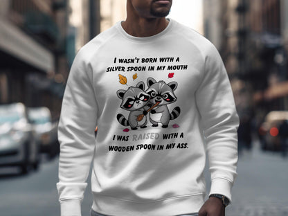 Funny Raccoon T-Shirt: Sarcastic Wooden Spoon Humor, Kawaii Graphic Tee