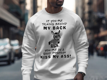 Funny Donkey T-Shirt, Sarcastic, Kiss My Ass, Humor Tee, Cute Animal Shirt, Joke T-Shirt, Attitude Shirt, Novelty T-Shirt, Statement Shirt