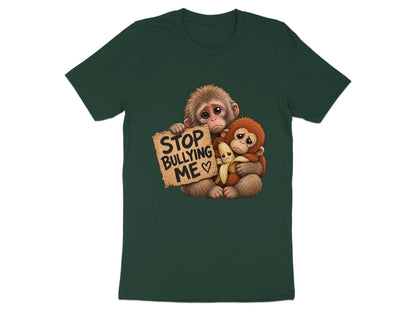 Two sad monkeys with a sign that says "Stop Bullying Me"