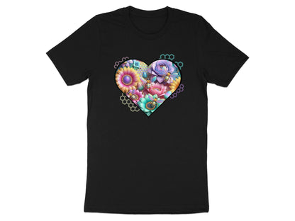 Floral Heart & Bee Graphic Tee: Nature Lover Gift
