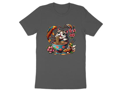 Cute Cat Eating Ramen T Shirt, Koi Fish Shirt, Anime Manga Style Tee, Asian Food Lover Gift, Funny Kitten Noodle Graphic Shirt, Kawaii Style