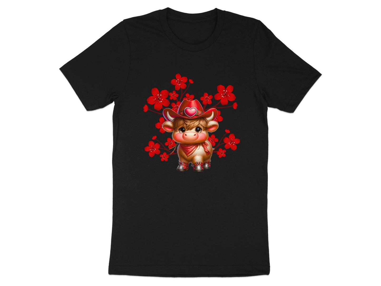 Cowboy Highland Cow T-Shirt: Floral Western Graphic Tee