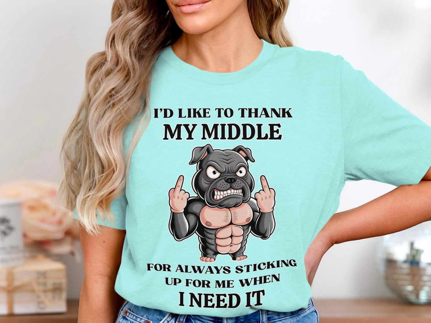 Funny Dog Middle Finger Graphic Tee: Sarcastic Humor Gift