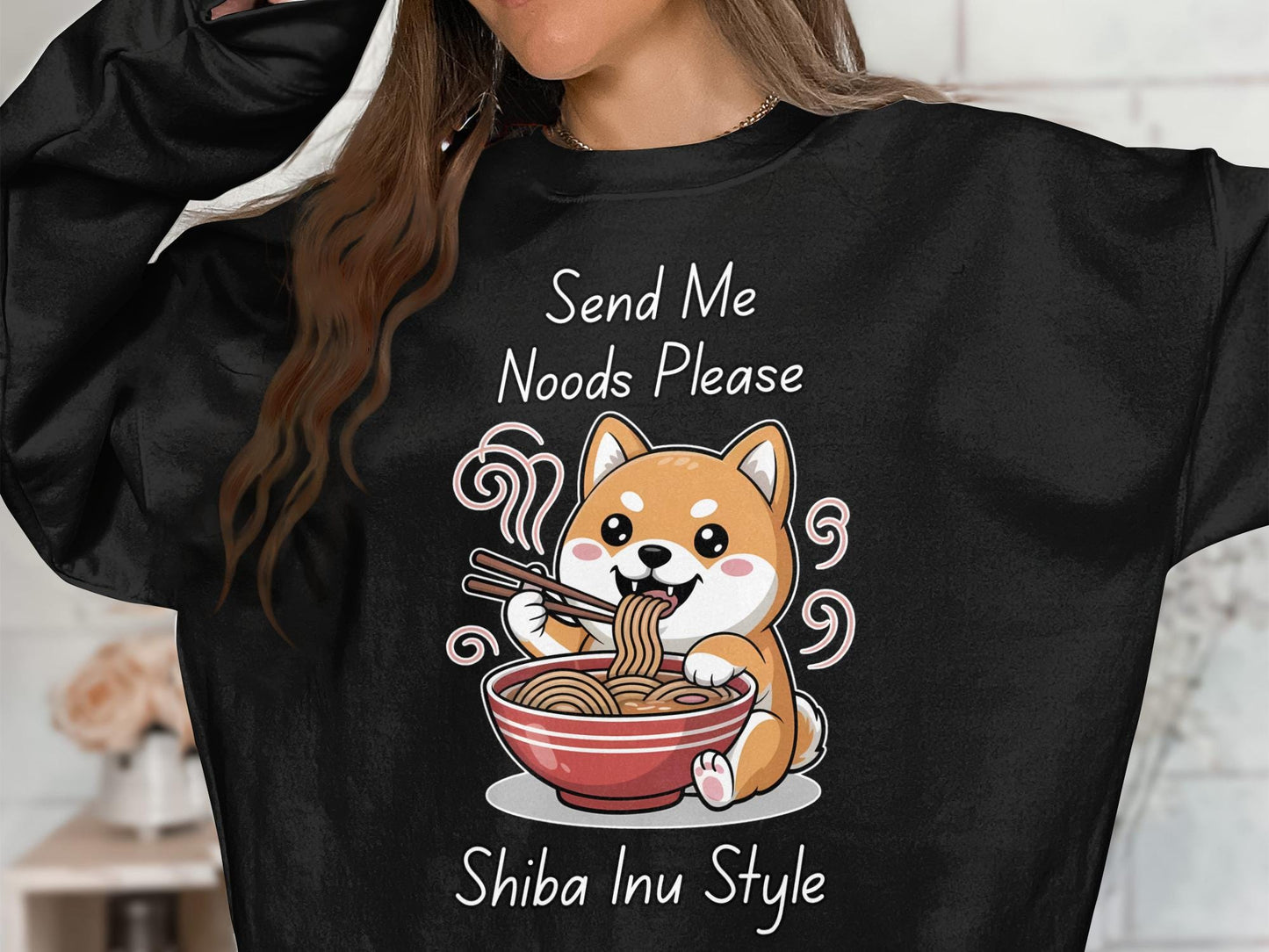 Send Noods Shiba Inu T-Shirt: Funny Ramen Dog, Kawaii Anime Tee