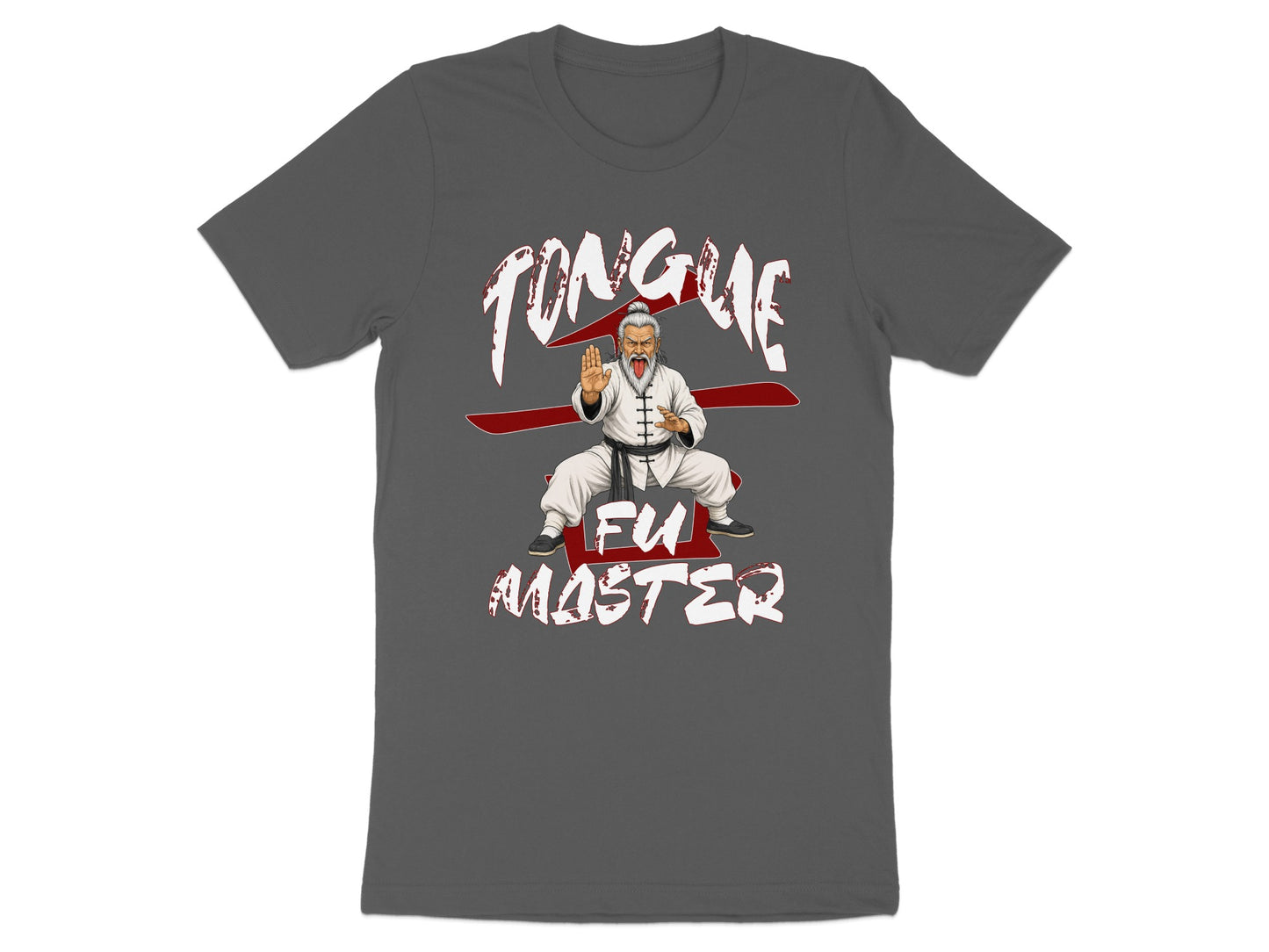 Illustration of a martial artist with "Tongue Fu Master" text.