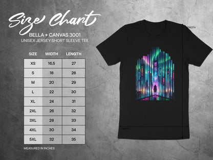 Cyberpunk Cityscape T-Shirt: Aurora Borealis Neon Lights Sci-Fi Tee