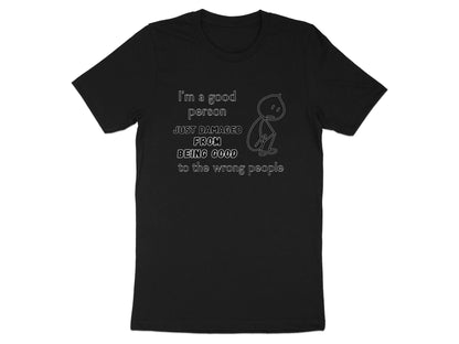 Damaged Good Person T-Shirt: Funny Sarcastic Stick Figure Graphic Tee