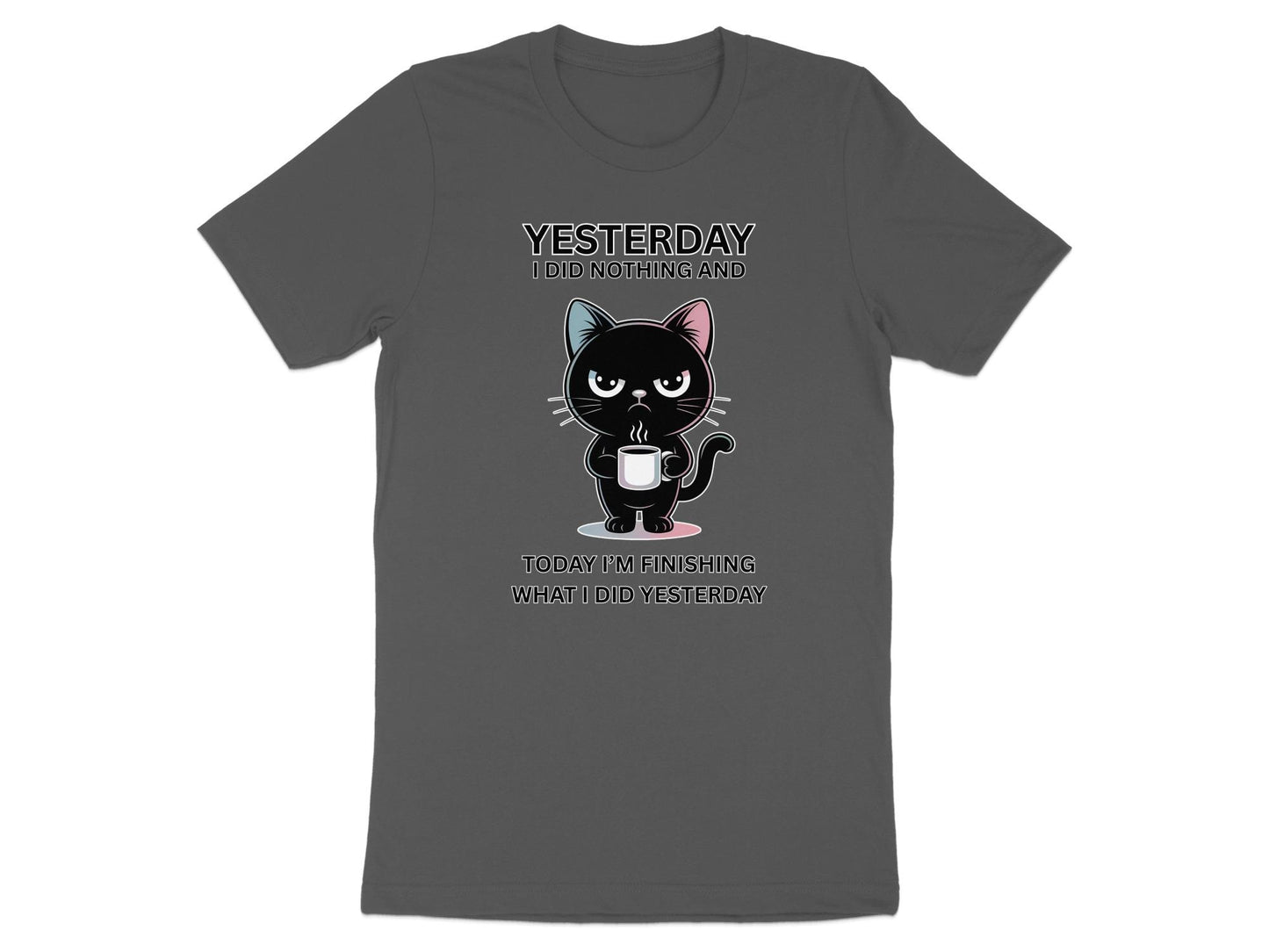 Funny Cat T-Shirt: Sarcastic Coffee Cat - Lazy Day