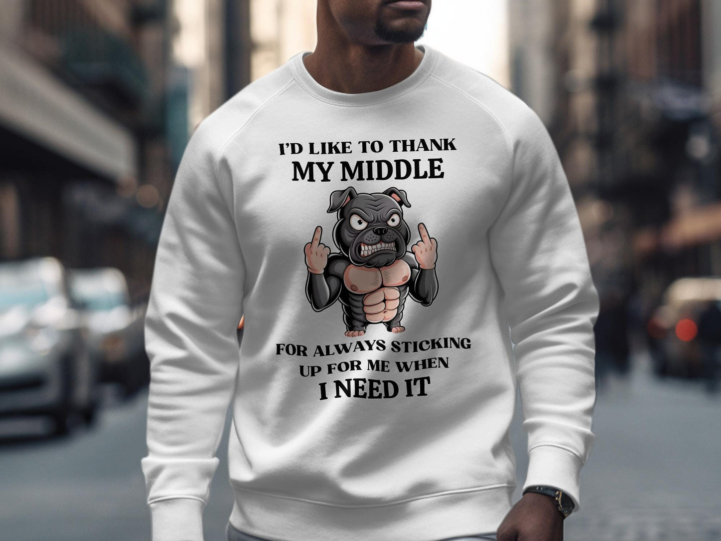 Funny Dog Middle Finger Graphic Tee: Sarcastic Humor Gift