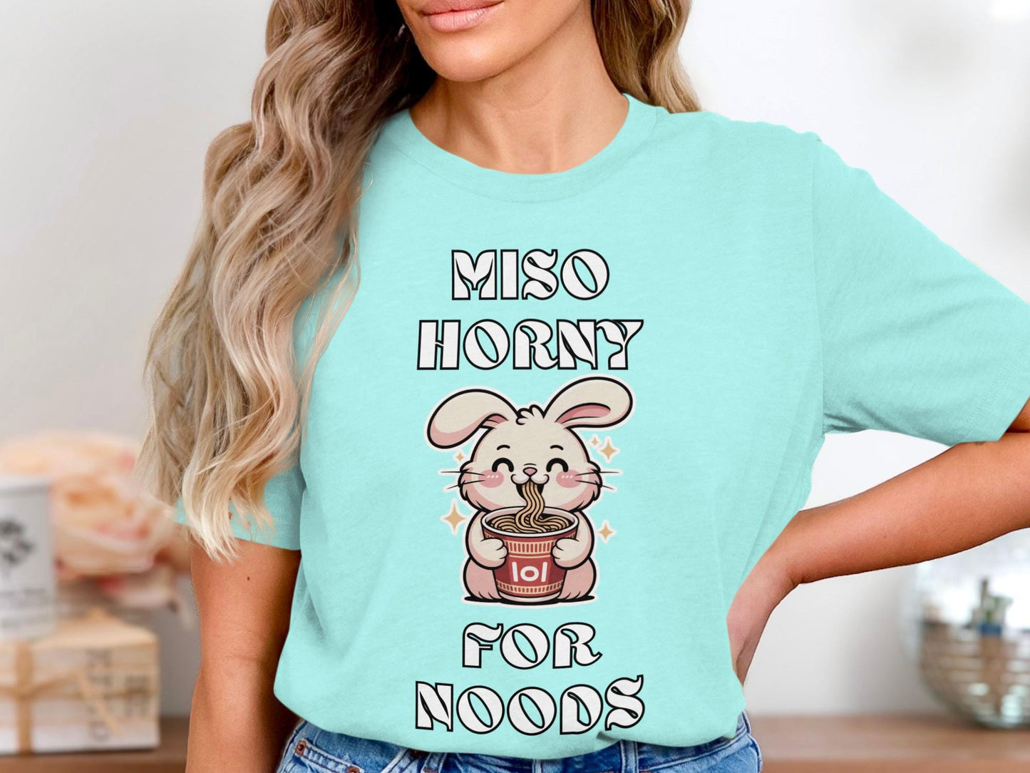 Miso Horny for Noods T-Shirt: Funny Ramen Bunny Graphic Tee