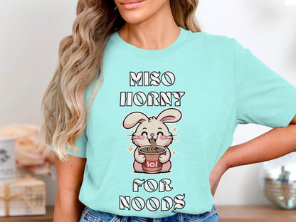 Miso Horny for Noods T-Shirt: Funny Ramen Bunny Graphic Tee