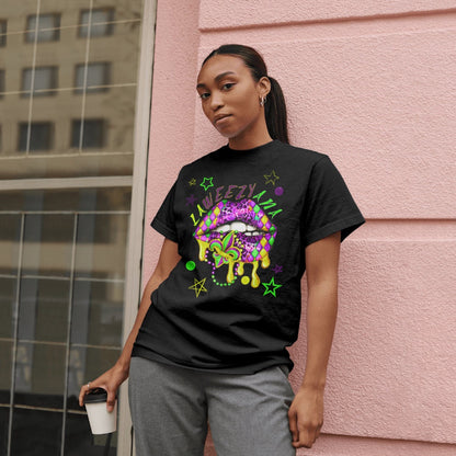 Mardi Gras Party Parade Cotton Tshirt Lips