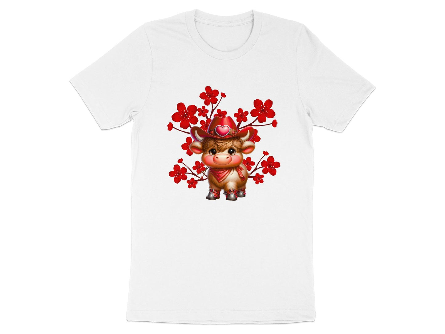 Cowboy Highland Cow T-Shirt: Floral Western Graphic Tee