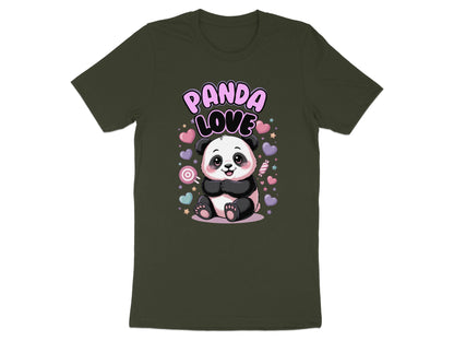 Kawaii panda with "Panda Love" text surrounded by hearts and candies.