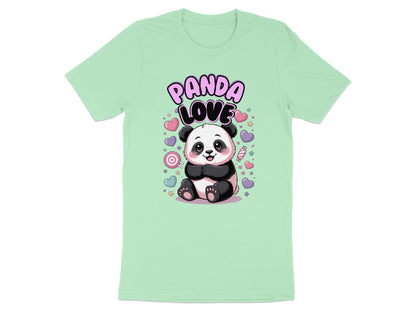 Mint green t-shirt with a cute panda and "Panda Love" text.