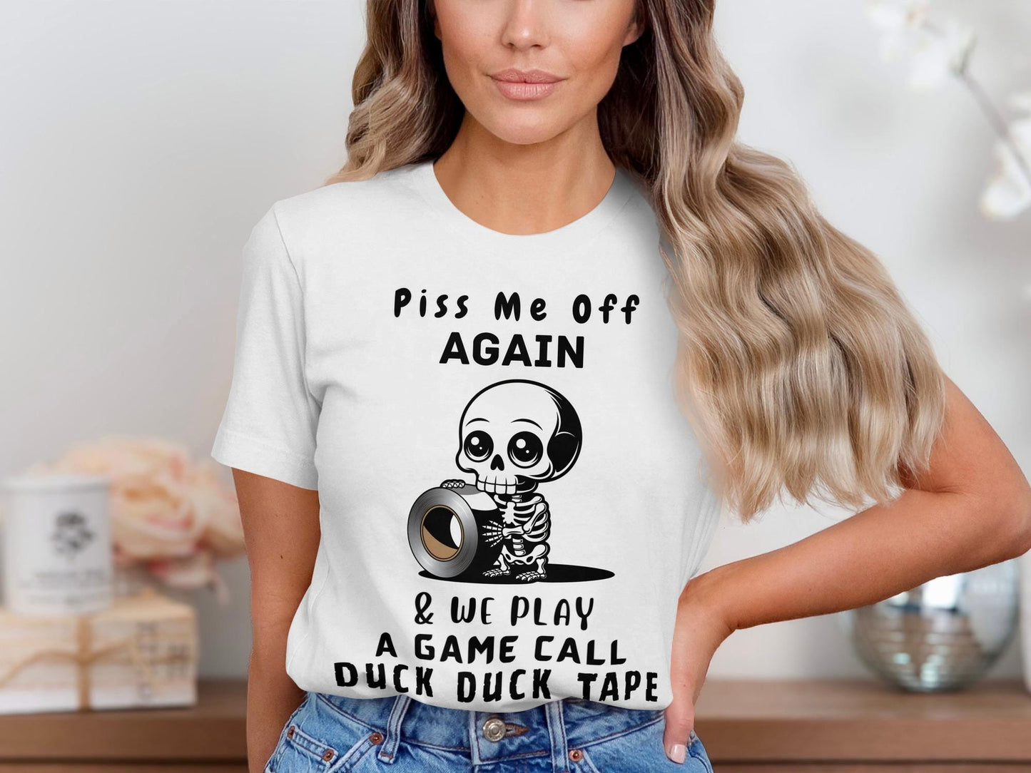 Funny Skeleton Duck Tape T-Shirt: Sarcastic Graphic Tee