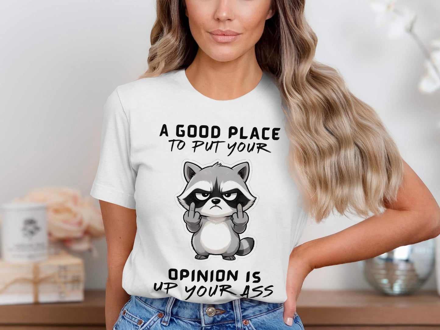 Sarcastic Raccoon Middle Finger T-Shirt: Offensive Humor Graphic Tee
