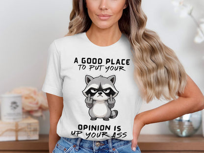 Sarcastic Raccoon Middle Finger T-Shirt: Offensive Humor Graphic Tee