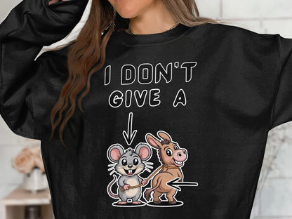 I Dont Give A Rats Ass T-Shirt, Funny Animal Tee, Sarcastic Humor Shirt, Novelty Gift Idea, Meme Shirt, Mouse and Donkey T Shirt