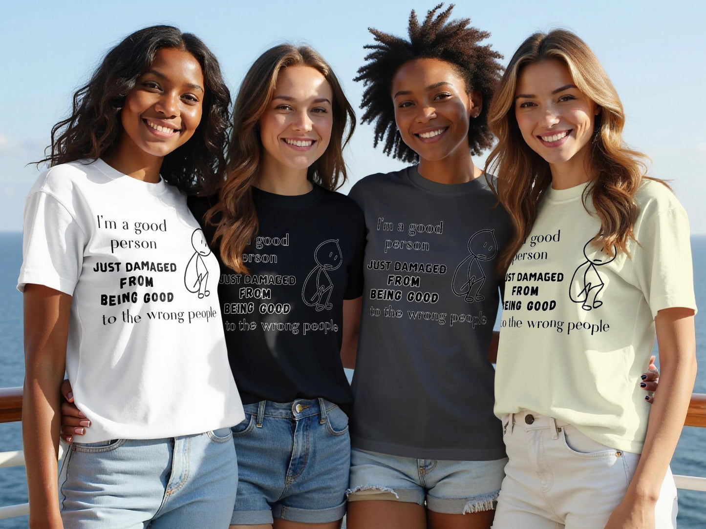 Damaged Good Person T-Shirt: Funny Sarcastic Stick Figure Graphic Tee