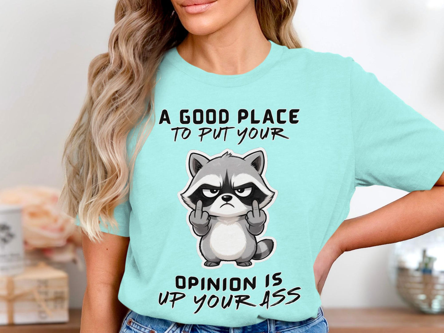 Sarcastic Raccoon Middle Finger T-Shirt: Offensive Humor Graphic Tee