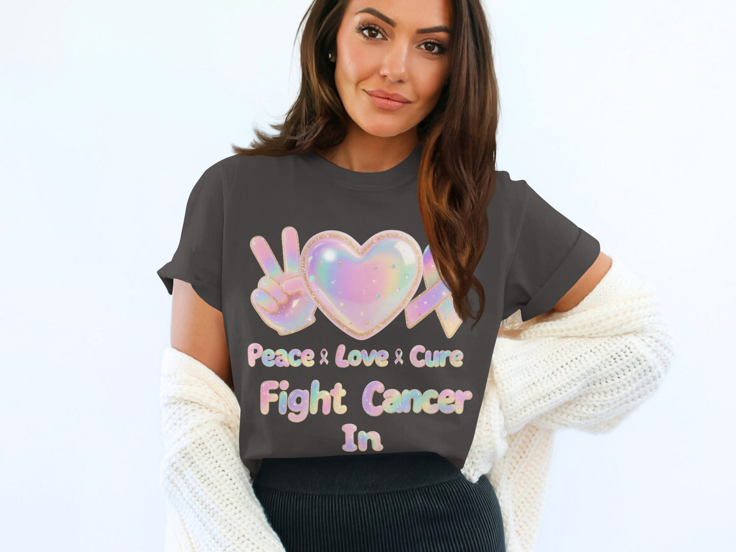 Peace Love Cure Fight Cancer In T-Shirt Product