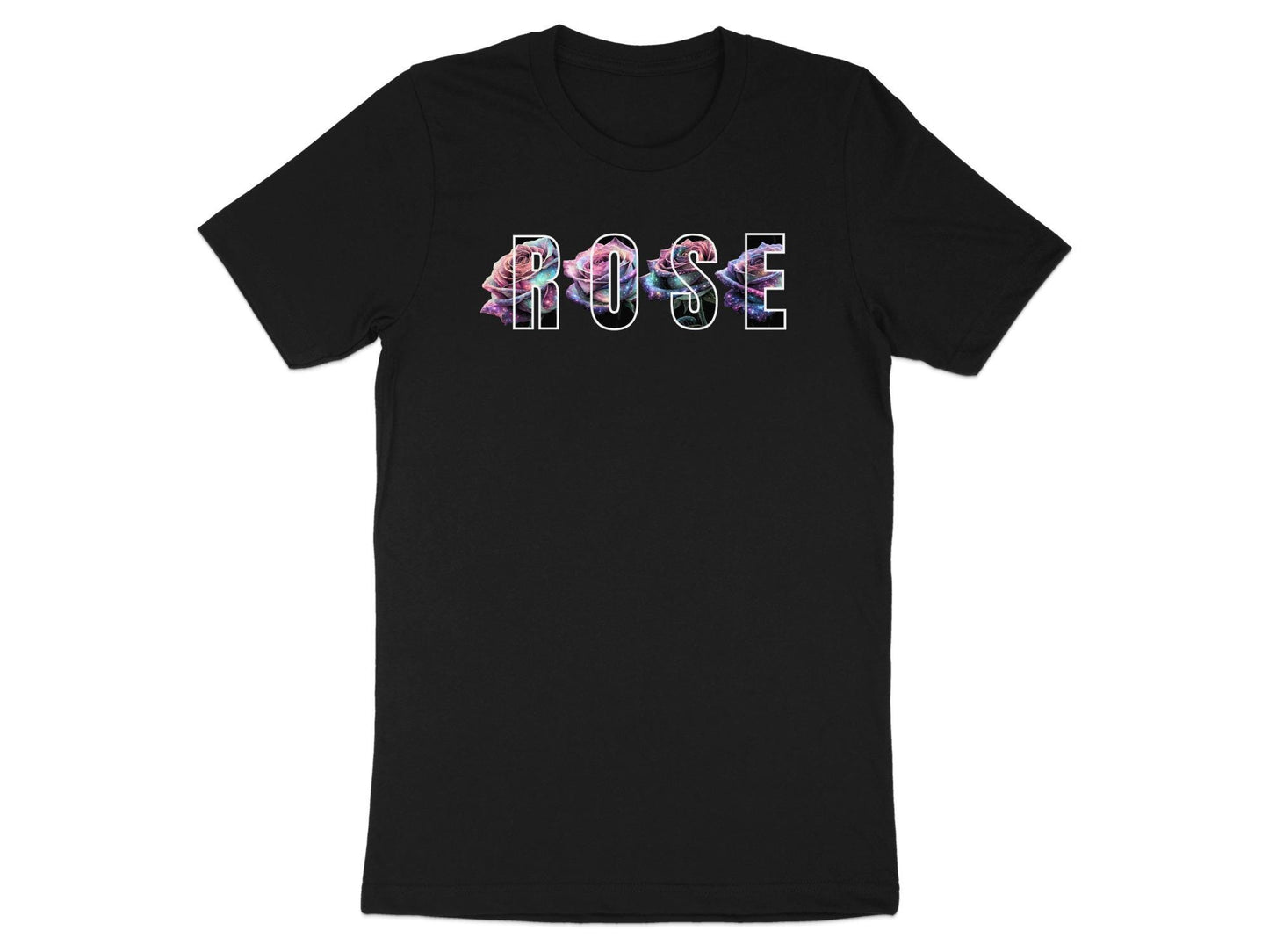 Galaxy Rose Graphic Tee: Celestial Floral Design