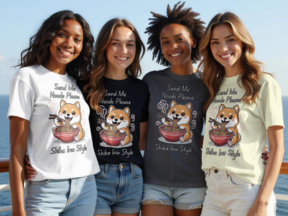 Send Noods Shiba Inu T-Shirt: Funny Ramen Dog, Kawaii Anime Tee