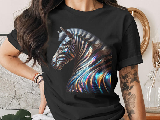 Abstract Zebra T-Shirt: Colorful Animal Art, Modern Graphic Tee
