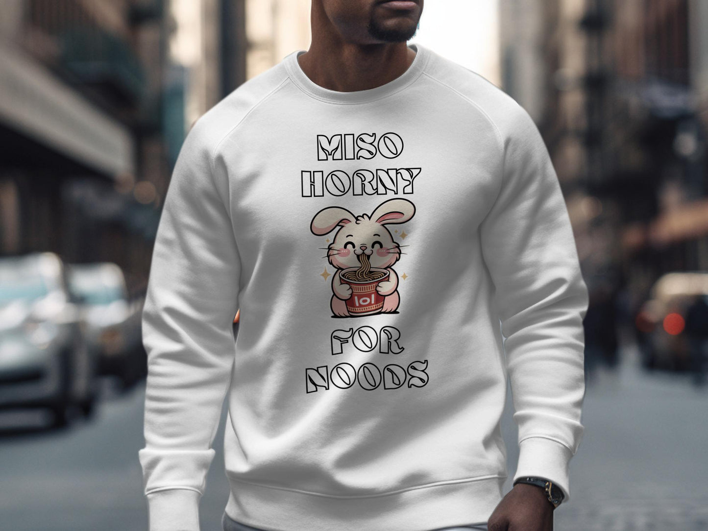 Miso Horny for Noods T-Shirt: Funny Ramen Bunny Graphic Tee